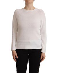 Alpha Studio - White Long Sleeves Crewneck Pullover Sweater - Lyst