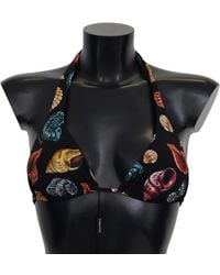 Dolce & Gabbana - Seashells Print Halter Swimwear Bikini Tops - Lyst