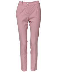 Dolce & Gabbana - Pink Wool High Waist Tapered Pants - Lyst