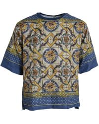 Dolce & Gabbana - Majolica Linen Short Sleeve T-Shirt - Lyst