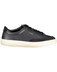 BOSS - Blue Leather Men's Sneakers - Lyst
