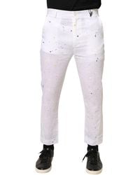 Daniele Alessandrini - White Paint Print Skinnyfit Trouser Pants - Lyst