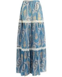 Etro - Silk Crepon Maxi Skirt - Lyst