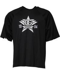 Dolce & Gabbana - Black Logo Print Cotton Crew Neck T - Lyst
