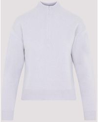 Theory - Lilac Wool And Cashmere Half Zip Sweater - Lyst