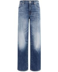 7FOR - Blue Cotton Straight - Lyst