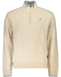 Napapijri - Chic Half-Zip Sweater With Contrast Embroidery - Lyst