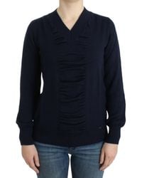 CoSTUME NATIONAL - Dark V-neck Wool Sweater - Lyst