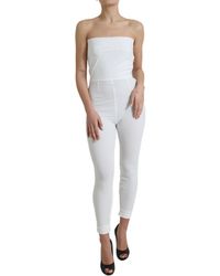 Dolce & Gabbana - White Nylon Strapless Bodycon Jumpsuit Dress - Lyst
