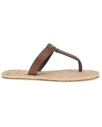 Saint Laurent - Brown Calf Leather Bos Taurus Flat Sandals - Lyst