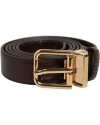 Dolce & Gabbana - Men Brown Leather Gold Tone Metal Buckle Belt - Lyst
