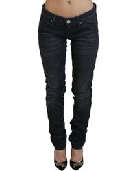 Acht - Washed Low Waist Slim Fit Cotton Denim Jeans - Lyst