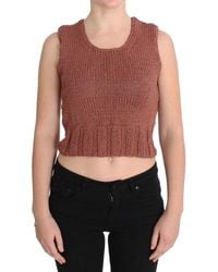 Pink Memories - Red Cotton Blend Knitted Sleeveless Sweater - Lyst