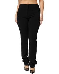 Exte - Black Viscose Acetate Blend Straight Leg High Waist Pants - Lyst