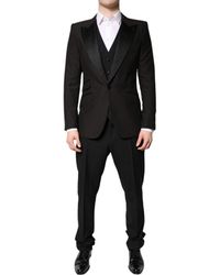 Dolce & Gabbana - Black Single Breasted Formal 3 Piece Suit - Lyst