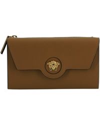 Versace - Brown Calf Leather Medusa Wallet - Lyst