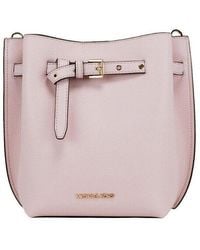 Michael Kors - Emilia Small Powder Blush Pebble Leather Bucket Messenger Handbag - Lyst