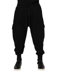 Dolce & Gabbana - Black Cotton Logo Jogger Sweatpants Pants - Lyst