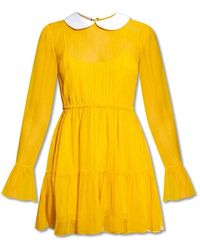 Gucci - Ruffled Chiffon Dress With Peter-Pan Collar And Button Fastening - Lyst