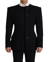 Dolce & Gabbana - Black Wool Double Breasted Blazer Jacket - Lyst