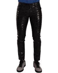 Dolce & Gabbana - Black Logo Cotton Stretch Skinny Pants - Lyst