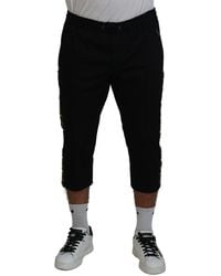 Dolce & Gabbana - Cotton Elastic Waist Dg Logo Cropped Pants - Lyst