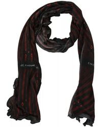 CoSTUME NATIONAL - Black Red Viscose Foulard Branded Scarf - Lyst