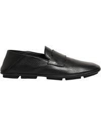 Dolce & Gabbana - Black Deerskin Leather Driver Loafers Shoes - Lyst