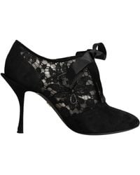 Dolce & Gabbana - Black Floral High Heels Lace - Lyst