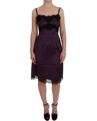 Dolce & Gabbana - Dolce Gabbana Purple Silk Stretch Black Lace Dress - Lyst
