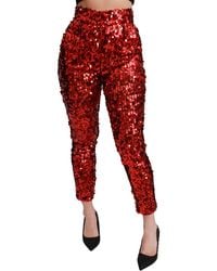 Dolce & Gabbana - Sequined Cropped Trousers Pants - Lyst