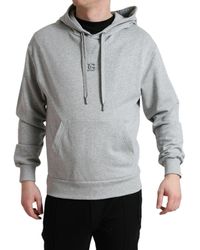 Dolce & Gabbana - Gray Cotton Logo Hooded Sweatshirt Sweater - Lyst