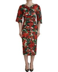 Dolce & Gabbana - Enchanting Floral Print Sheath Dress - Lyst