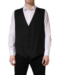 Dolce & Gabbana - Wool Single Breasted Waistcoat Vest Virgin Elastane Clothing - Lyst
