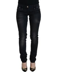 Acht - Black Washed Cotton Skinny Casual Denim Jeans - Lyst