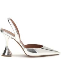AMINA MUADDI - Silver Calf Leather Bos Taurus High Heel Pumps - Lyst