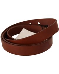CoSTUME NATIONAL - Brown Leather Silver Fastening Belt - Lyst