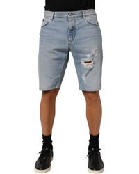 Dolce & Gabbana - Distressed Ripped Denim Shorts - Lyst