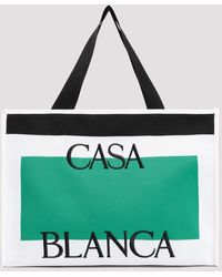 Casablancabrand - White And Green Knitted Polyester Shopper Bag - Lyst