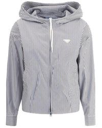 Prada - Striped Hooded Jacket - Lyst