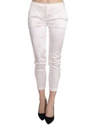 Elisabetta Franchi - White Low Waist Cropped Skinny Trouser Pants - Lyst