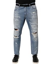 Dolce & Gabbana - Distressed Ripped Denim Trouser Jeans Cotton - Lyst
