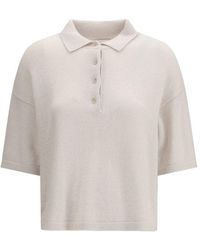 Allude - Beige Cashmere Polo Shirt - Lyst