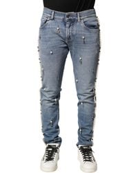 Dolce & Gabbana - Embellished Cotton Skinny Denim Jeans Co+02 Clothing - Lyst