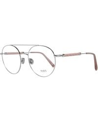 Tod's - Silver Metal & Leather Glasses (frames) - Lyst