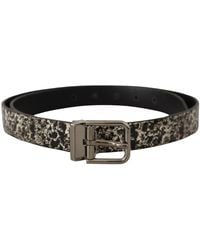 Dolce & Gabbana - Marble Print Leather Silver Logo Buckle Belt - Lyst
