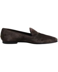 Dolce & Gabbana - Brown Velvet Leather Slip On Loafers Shoes - Lyst