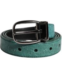 Dolce & Gabbana - Ostrich Leather Metal Buckle Belt - Lyst