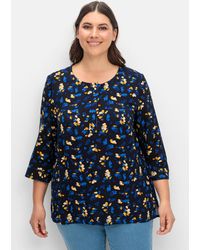 Sheego - Tunika mit Blumendruck und Knopfleiste - Lyst
