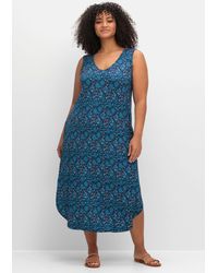 Sheego - Ärmelloses Midi-Jerseykleid mit Ornamentprint - Lyst